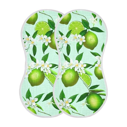 xigua Green Limes Baby Burp Cloths for Newborn Boys and Girls 4 Pack, Soft & Absorbent Cotton Baby Burp Cloth, Baby Washcloths, Newborn Towel, Burp Rags2