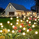 BIMOIA Solar Lights Outdoor Waterproof: 4 Pack 32 LED Swaying Firefly Solar Powered Garden Lights - Warm LED Lighting Outside Pathway Yard Patio Decorations - Unique Gardening Gifts for Women Mom
