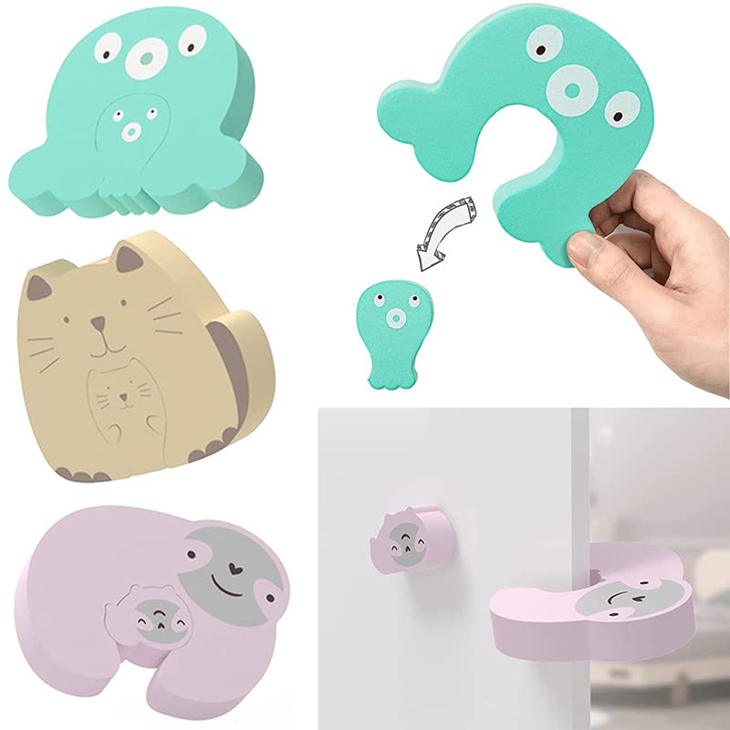 FOUTP 3 Pièces Protection Porte Bébé,Butoirs Porte pour la Sécurité,Porte En Mousse Bloque Des Enfants Poignée de Porte,Cale Porte Bebe Protege Porte,Anti Claque Porte Bloque