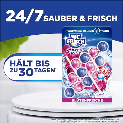 WC-Frisch WC FRISCH Kraft Aktiv Duftspüler Blüten-Frische (150 g), WC Reiniger für Reinigung bei jeder Spülung, Duftsteine für langanhaltend frischen Duft, + 50 % Anti-Kalk Effekt* – Bild 8