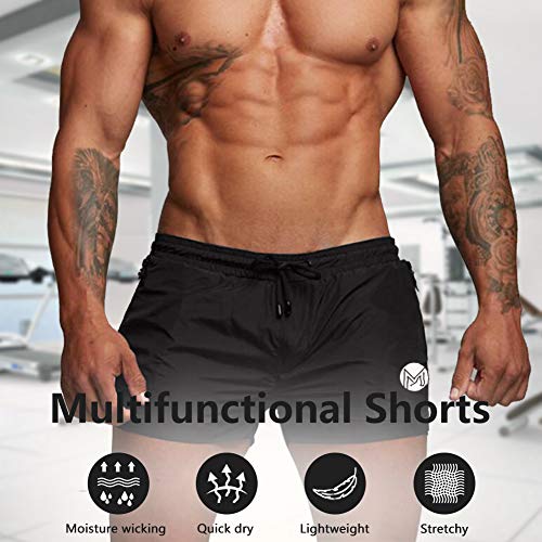 Men's Gym Workout Shorts, 3" Bodybuilding Running Shorts, 3 inch Athletic Gym Shorts with Zipper Pockets2