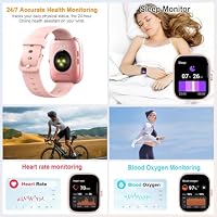 Smartwatch Damen, 1,91" HD Fitnessuhr mit Bluetooth Anrufe, Smart Watch Fitness Tracker 113+ Sportmodi, IP68 Wasserdicht, Sportuhr mit Herzfrequenz Schlafmonitor Schrittzähler, für Android iOS Rosa – Ansicht 4