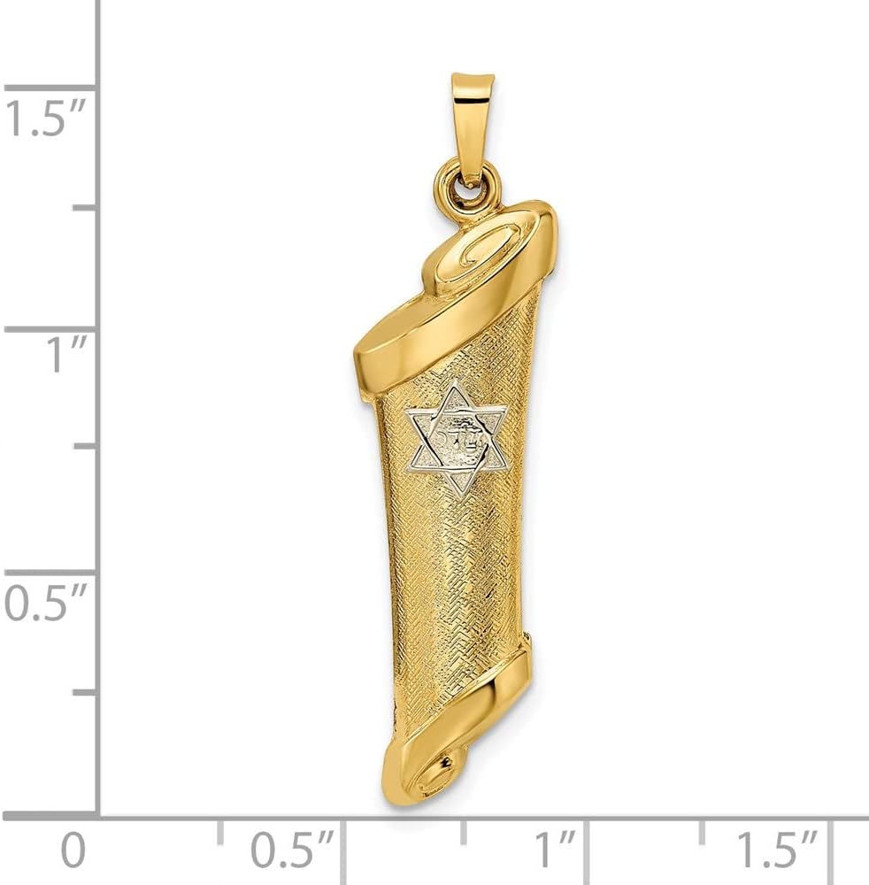 FJC Finejewelers 14 kt Two Tone Gold Hollow Mezuzah and Star Charm 37 x 12 mm