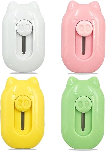 Miniatura 1 de Cortadores de caja  4 piezas mini cortador de arte lindo cerdo retráctil abrecajas cuchillo utilidad abrecartas para papel cartón, paquete de sobre,