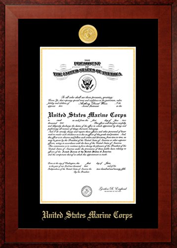 Campus Images MACHO0018.5x11 Marine Certificate Honors Frame with Gold Medallion, 8.5