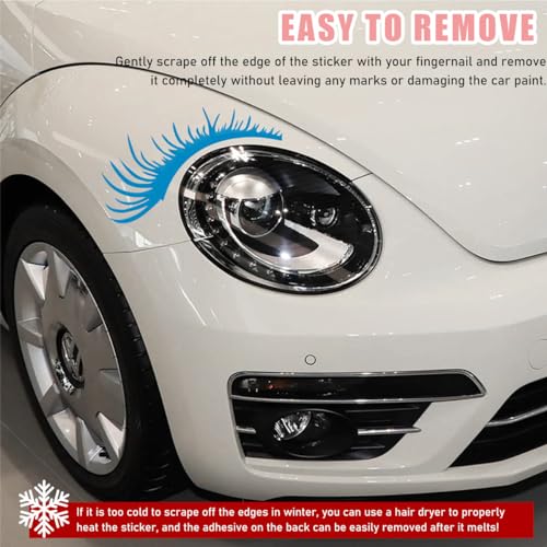 Image of Ohleats 2PCS Car Headlight Eyelash Stickers, Funny Cute Fake Eyelashes Bumper Window Decal, Waterproof Decoration Sticker for Auto Body Headlamp, Universal Exterior Car Accessories (Blue)