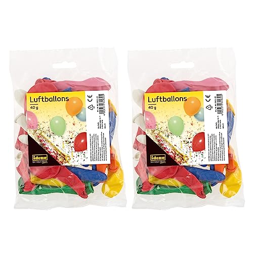 amscan Idena 90169 - Palloncini, 2 confezioni, colorati, 80 g, decorazione per compleanni, carnevale, primo giorno di scuola