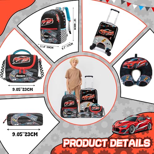 Image of Kid's Luggage Set 5 Piece Suitcase Set 16 inch Hardside Luggage with Spinner Wheels Boys Carry on Toddler Travel Rolling Luggage Airline Approved