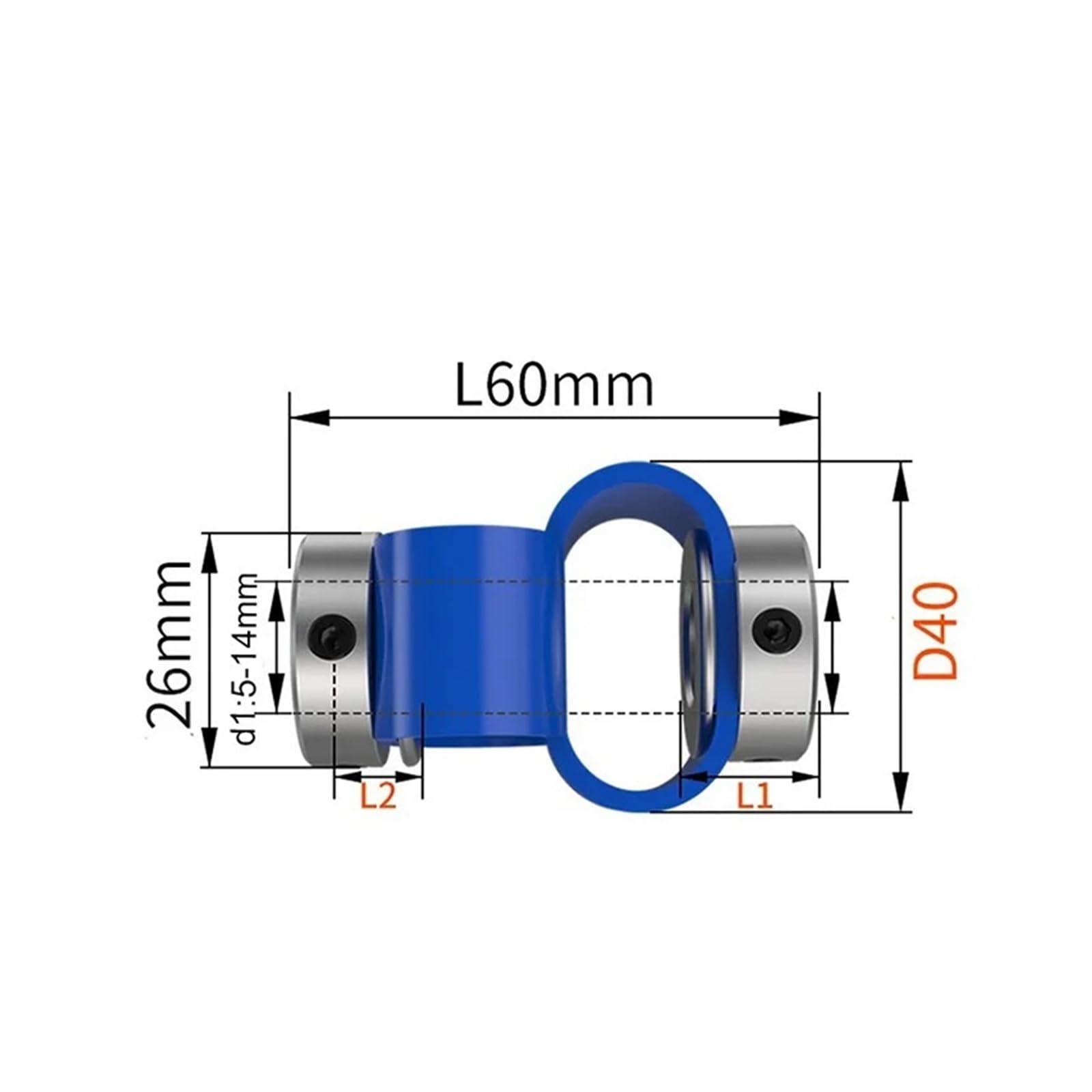 Accouplement D40L60 type S en plastique, 2 pièces, Flexible, déclinaison excentrique, encodeur de moteur élastique en plastique, coupleur d'accouplement en forme de 8(5X12)