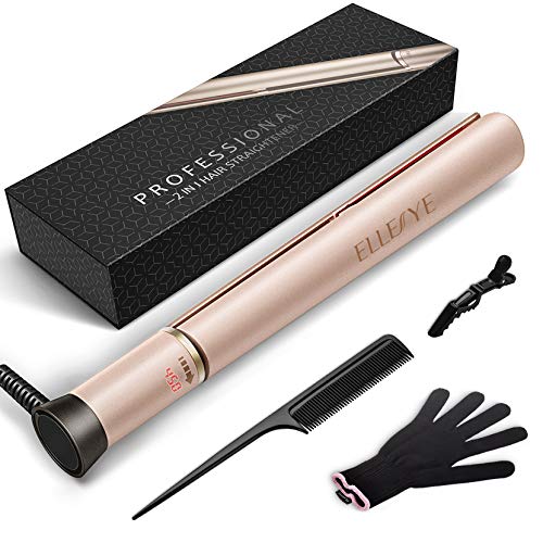 Homitt Professional Salon Hair Straightene and Curler Negative Ions, Ceramic Flat Iron for Hair with Dual Voltage &LCD 250Â°F-450Â°F, 3D Floating Plates Twist Straightening Iron for All Hair Style