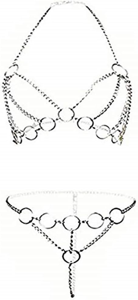 ADESUGATA Sexy Woman Tassel Body Harness Chain Cross Enticing Tassel Body Link Harness Metal Chain Sexy Lingerie Set