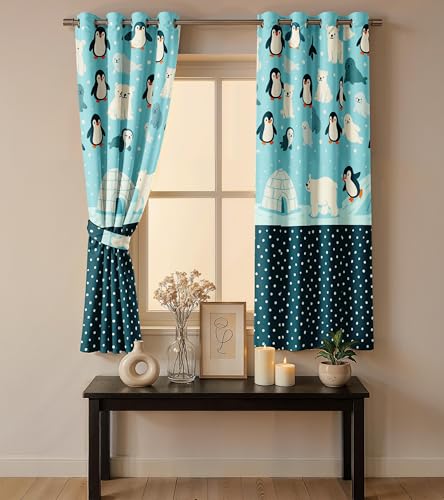 Image of Ultimate Trends Light Filtering Kids Curtain | Fairy, Dragon Castle, Safari & Jungle Animal Prints | for Kids Room Doors and Window | 6 FEET Pack of 2 |Arctic Parade