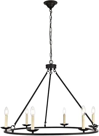 Elegant Lighting Living District Maine 6-Light Transitional Metal Chandelier in Black