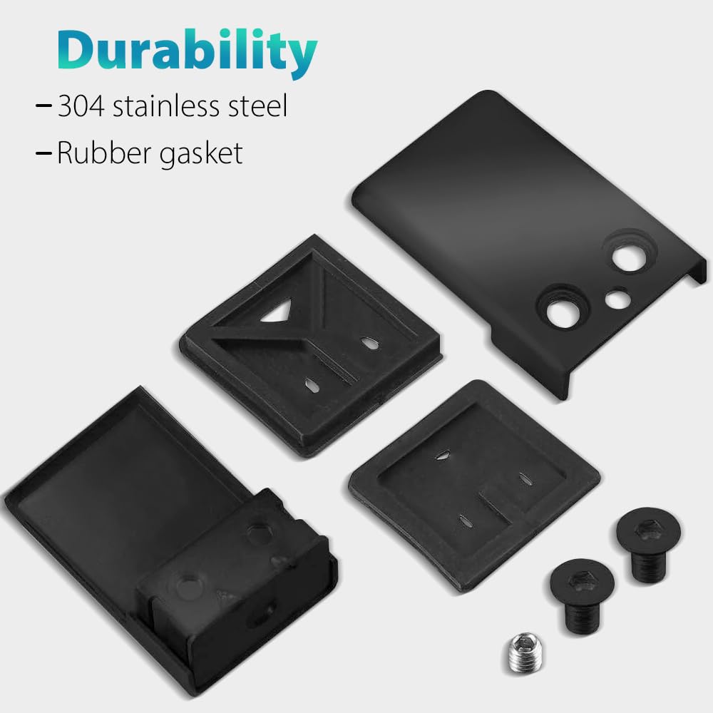 Morsetti per vetro da 10-12 mm, 12 pezzi, morsetti per balaustra in vetro nero, kit di staffe in acciaio inox per ringhiere per scale e pannelli in vetro