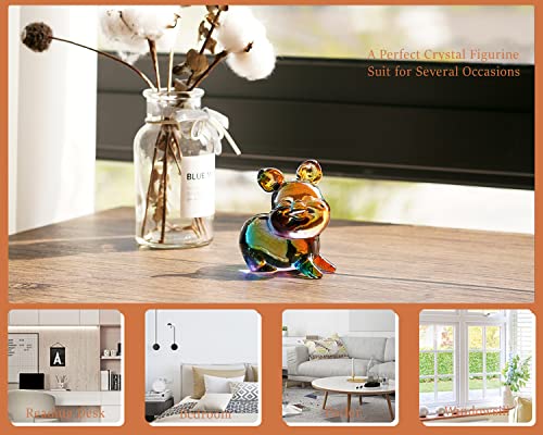 H&D Hyaline & Dora Colorful Crystal Piggy Collectible Figurine Glass Art Pig Animal Sculpture Office Home Table Decor Gifts(Lying Down) #TOP4