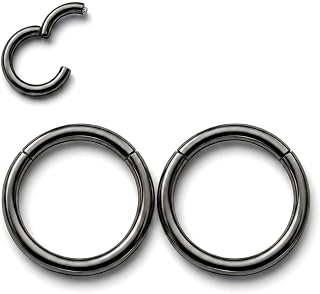 AMASIS Stainless Steel Hinged Nose Rings & Nose Studs Piercing Jewelry Set