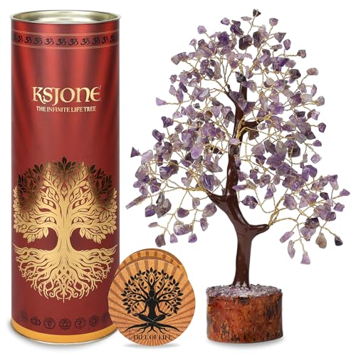 KSJONE Amethyst Crystal Tree of Life Handmade Feng Shui Bonsai Crystal Healing Money Tree | Boho Decor | Home Decor Trees for Positive Energy, Money, Good Luck Birthday Gifts for Women, Mom
