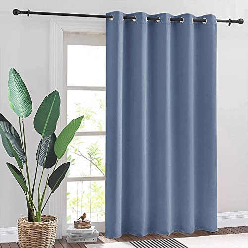 Image of RYB HOME Blackout Curtain 70 inches Wide - Heavy Duty Rustproof Grommet Window Curtains Room Darkening Privacy Shades for Living Room Home Office Nursery, W70 x L84 inch, Stone Blue, 1 Panel
