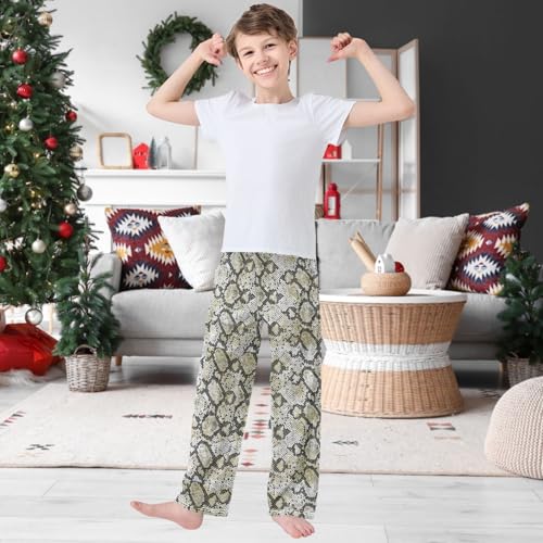 Boy's Pants Classic Snake Skin Pattern Jogger Pants Elastic Waist Long Bottoms Trousers with Pockets 6-14 Years2