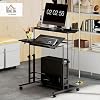 HOMCOM Height Adjustable Standing Desk with Power Outlets, Stand Up Desk with Tiltable Tabletop, Lockable Wheels, Bottom Shelf, Rolling Workstation for Home Office, Black