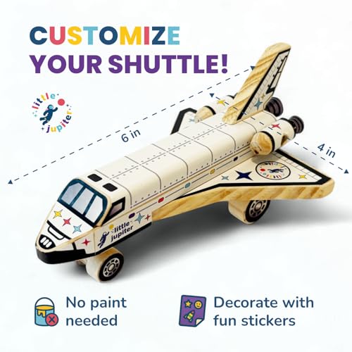 image for Little Jupiter DIY Build Your Own Space Shuttle Toy Model - Wooden Kit