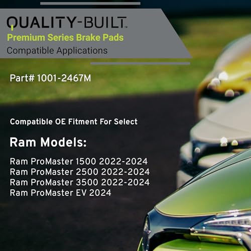 Image of QUALITY-BUILT Rear Semi-Metallic Brake Pads, Premium 1001-2467M, Compatible with 2022-2024 Ram (ProMaster 1500,ProMaster 2500,ProMaster 3500,ProMaster EV)