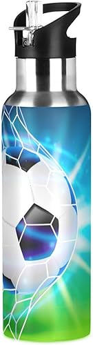 Vista 121 de Botella de agua amarilla para niños y niños, con aislamiento de acero inoxidable, para agua fría y caliente, con tapa con pajilla, para deportes