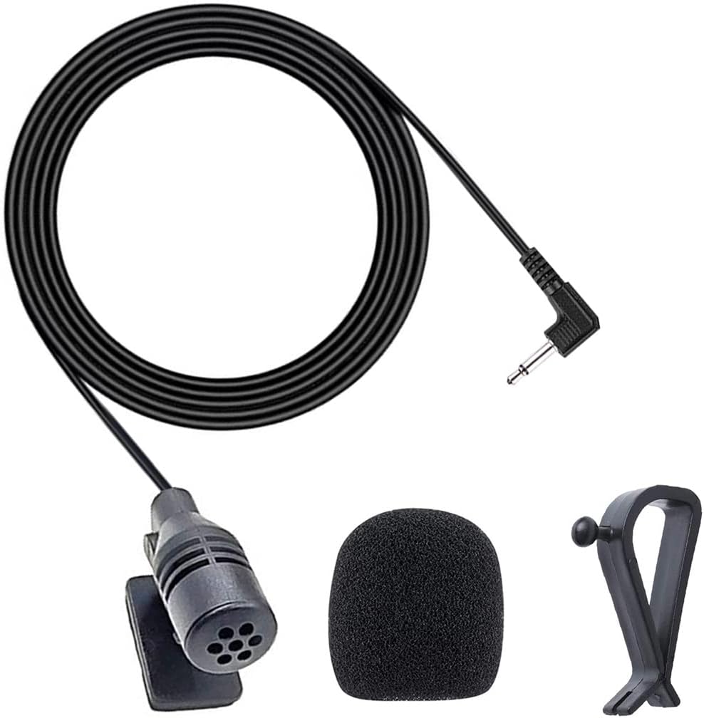3.5 mm Car Microphone Portable External Microphone Assembly for Car Vehicle Head Unit Bluetooth Audio Stereo Radio GPS DVD, 3 m Cable, Plug and Play