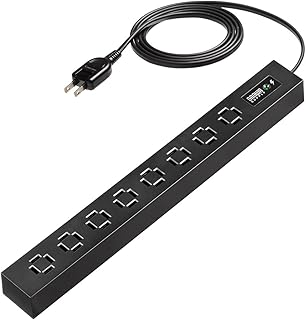 サンワダイレクト 電源タップ AC 8個口 1.5m 雷ガード 絶縁キャップ スイングプラグ 延長コード スリム ブラック 700-TAP083-15BK