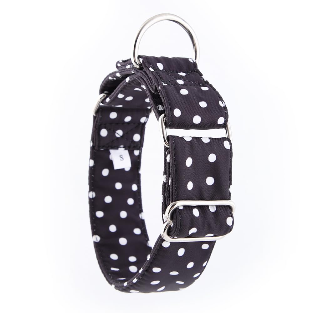 Snootiful Hound Padded Martingale Collar, Black & White Polka Dot, Ideal for Greyhounds Whippets - Image 4
