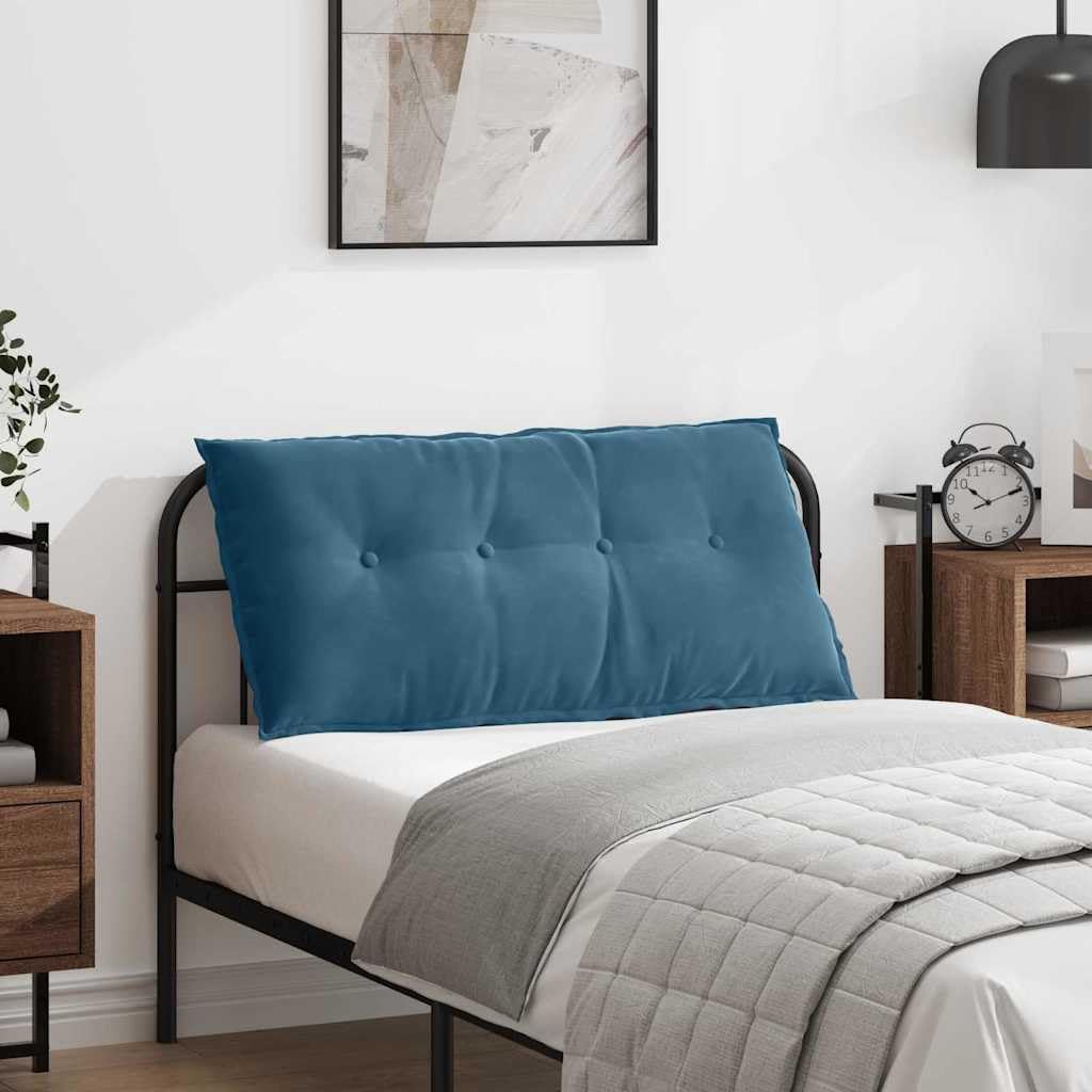 Coussin de dossier velours côtelé bleu 100x50 cm déhoussable pour salon