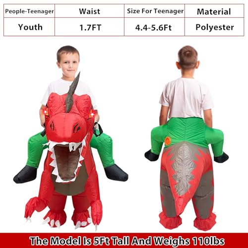 Disfraz inflable para niños Dinosaurio T-Rex con ojos LED miniatura 4
