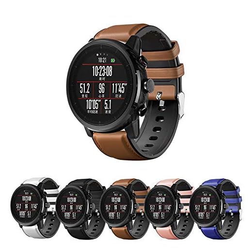 Pulseira Híbrida Couro e Silicone para Amazfit GTR 47mm - Samsung Galaxy Watch 46mm - Gear S3 Frontier - Gear S3 Classic - Marca Ltimports (Marrom)