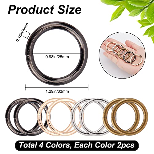 Image of GORGECRAFT 1 Box 8Pcs 4 Colors 1 Inch / 25mm Metal O-Ring Buckle Connector Round Loops Alloy Linking Rings for Bags Webbing Purse Belt Straps Home DIY Sewing Craft Hardware Accessories