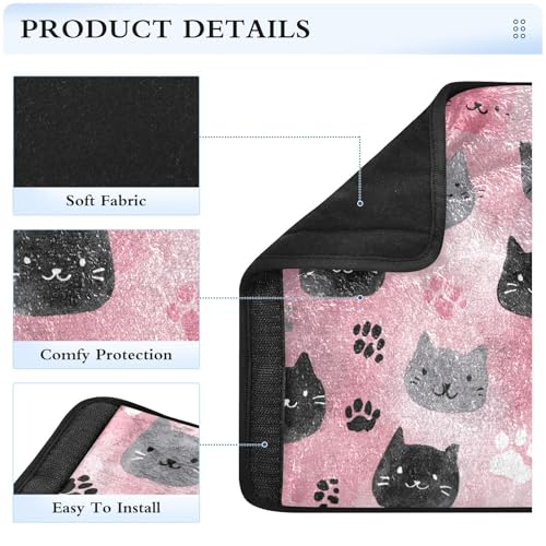 Image of 2 Pack Seatbelt Covers Seat Belt Cover Pad for Adults Boys Girls Car Seat Strap Covers Pads Cushion Universal Shoulder Strap Pad Protector for Backpack Camera Bag 6.5 Inch Watercolor Cat Faces and Paw