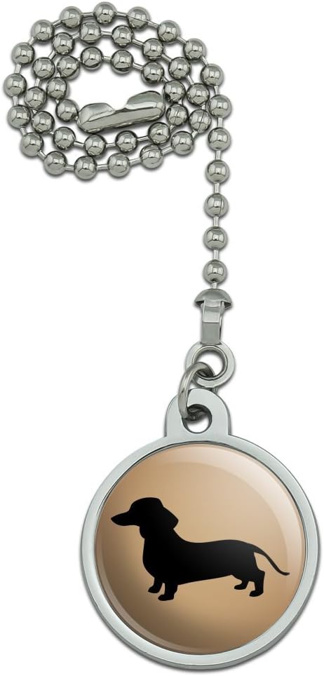 Dachshund Dog Breed Ceiling Fan Pull Chain - Red Wiener Dog Design With Ball Chain