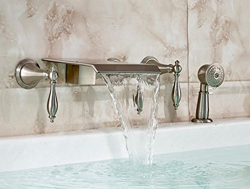 Robinet baignoire mural haut de gamme Gowe en nickel brossé triple commande - 2
