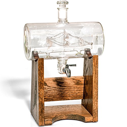 Bourbon Whiskey Decanter - 1150ml Liquor Dispenser for Rum, Vodka, Wine, Whiskey, Etc- Sailing/Boating Gifts for Men and Women, Nautical Decor Newlywed Gift, Unique Bourbon Gifts (Prestige Decanters) - Thumbnail 4