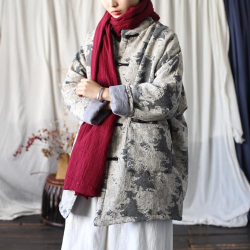 Ystylee Women's Black Grey Quilted Jacket: Cozy Kimono-Style Cotton-Linen Beauty for Every Occasion - Image 5