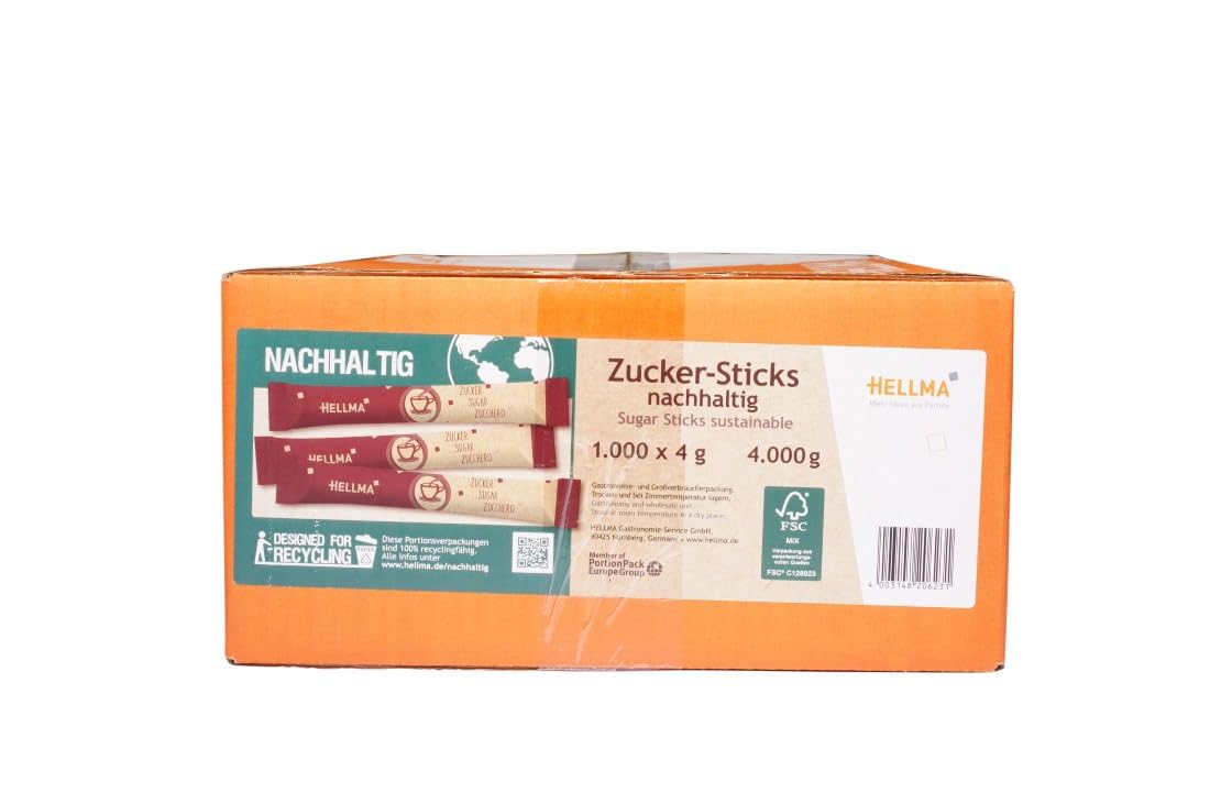 Hellma Zuckersticks - 1000 x 4g feiner Zucker, portioniert