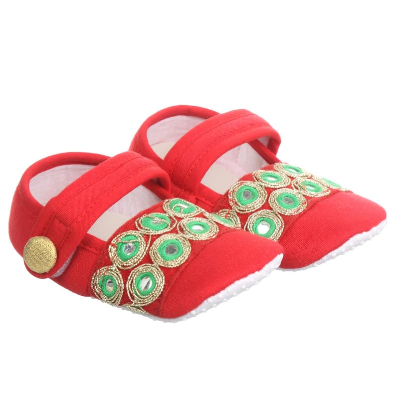 ethnic booties with lace - red-image-1