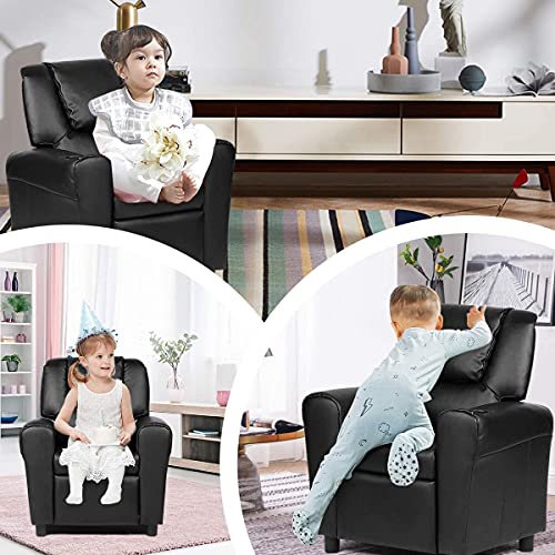 Glacer Kids Recliner With Cup Holder, Children Recliner Chair With Ergonomic Armrest & Padded Backrest, Toddler Armchair For Boys & Girls, 3+ Age Group (Black) #TOP4