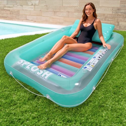 Splosh Inflatable Pool Bed Lounger - Jumbo Lilo With Giant Pillow