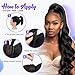 16 Inch Human Hair Ponytail 80g Long Wrap Around Ponytail Natural Black Real Hair Ponytail Extension for Women(16inch,Natural Black)