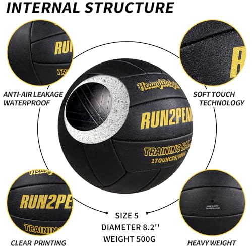 Image of RUN2PEAK Heavy Weight Volleyball Ball Official Size 5 Setter Training Volleyballs PU Practice Volley Balls for Indoor Rebounder Equipment Setters Weighted Volleyball Setting Trainer