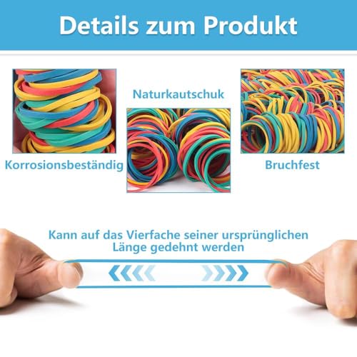 Funalix 400 Stücke Gummibänder Set, Farbige Gummiringe Gemischt Dickes Haushaltsgummi, 200x 28mm & 200x 40mm Gummis für Büro Schule Haushalt (Bunt)