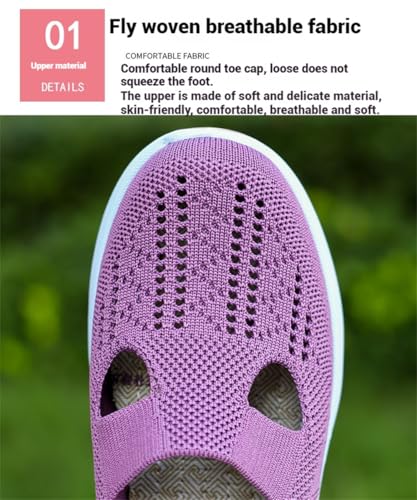Women's Comfortable Breathable Knitted Sneakers, Cut-Out Woven Orthopedic,Hands Free,Low-Top, Casual,Work Shoes3