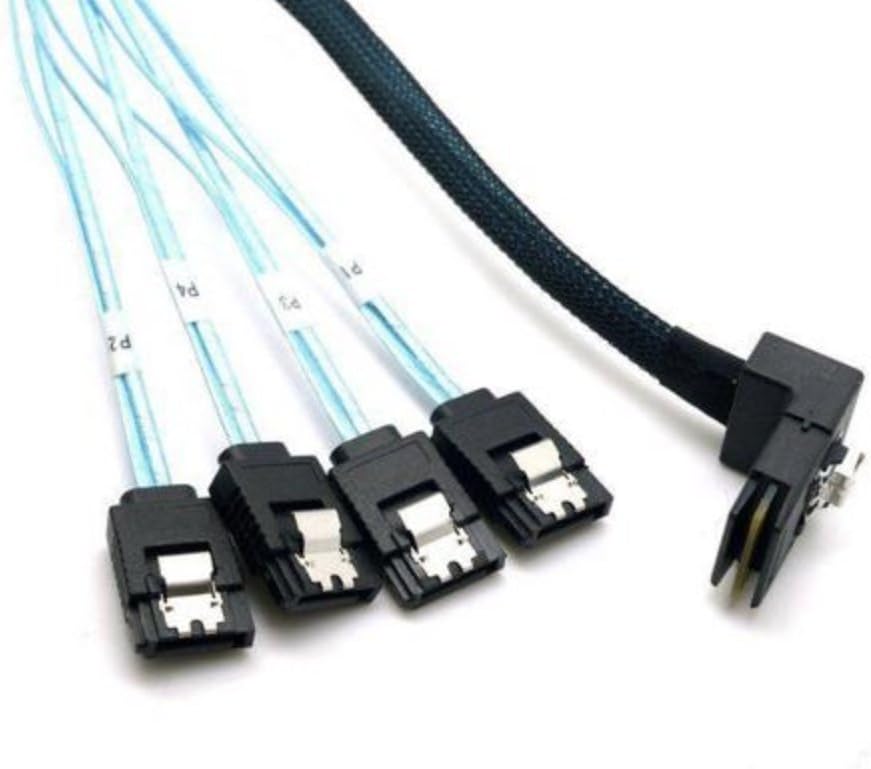 90 Degree Internal HD miniSAS (SFF-8087) to 4 Port SATA Cable (0.75 Meter/2.5 feet)