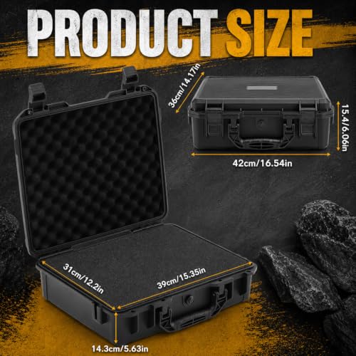 Image of Relaxweex Waterproof Hard Case with Custom Foam, 16.54 x 14.17 x 6.06 Inch | Large Hard Case with DIY Foam Insert and Cutter for Cameras, Drones, Lenses, Tools and Test Instruments, Portable