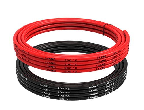 Cavo elettrico 14 AWG 14 gauge silicone Wire Hook Up Wire cavo 6 m [3m nero e rosso 3m] morbido e flessibile di rame stagnato a 400 fili, resistenza alle alte temperature